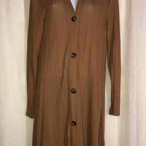 Brown Button-Up Cardigan Women’s long size M
